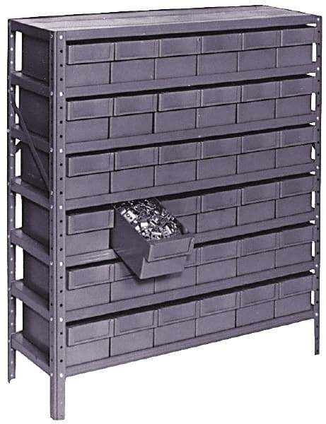 Value Collection - 72 Bin Bin Shelving Unit with Drawers - 36 Inch Overall Width x 12 Inch Overall Depth x 75 Inch Overall Height, Gray Plastic Bins - Caliber Tooling