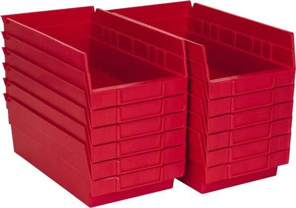 Akro-Mils - 11-5/8" Deep, Red Hopper Shelf Bin - 4" High x 6-5/8" Wide x 11-5/8" Long - Caliber Tooling