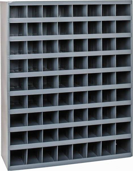 Durham - 72 Bin Bin Shelving Unit with Openings - 33-3/4 Inch Overall Width x 12 Inch Overall Depth x 42 Inch Overall Height, Gray Steel Bins - Caliber Tooling