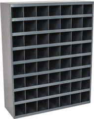 Durham - 56 Bin Bin Shelving Unit with Openings - 33-3/4 Inch Overall Width x 12 Inch Overall Depth x 42 Inch Overall Height, Gray Steel Bins - Caliber Tooling