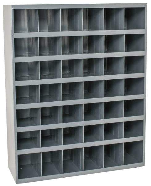 Durham - 42 Bin Bin Shelving Unit with Openings - 33-3/4 Inch Overall Width x 12 Inch Overall Depth x 42 Inch Overall Height, Gray Steel Bins - Caliber Tooling