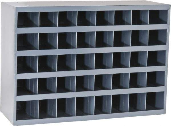 Durham - 40 Bin Bin Shelving Unit with Openings - 33-3/4 Inch Overall Width x 12 Inch Overall Depth x 24 Inch Overall Height, Gray Steel Bins - Caliber Tooling