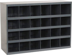 Durham - 24 Bin Bin Shelving Unit with Openings - 33-3/4 Inch Overall Width x 12 Inch Overall Depth x 24 Inch Overall Height, Gray Steel Bins - Caliber Tooling