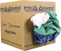 PRO-SOURCE - Reclaimed Poly/Cotton T-Shirt Rags - Assorted Colors, Poly/Cotton, Low Lint, 5 Lbs. at 4 to 6 per Pound, Box - Caliber Tooling