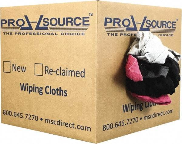 PRO-SOURCE - Reclaimed Cotton T-Shirt Rags - Assorted Colors, Polo, Low Lint, 10 Lbs. at 3 to 4 per Pound, Box - Caliber Tooling