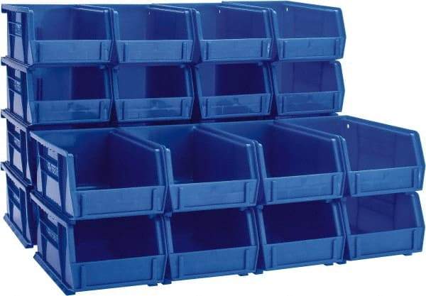 Akro-Mils - 10 Lb. Load Capacity, 7-3/8" Deep, Blue Polymer Hopper Stacking Bin - 3" High x 4-1/8" Wide x 7-3/8" Long - Caliber Tooling