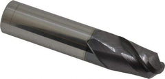 Accupro - 5/8" Diam, 7/8" LOC, 2 Flute Solid Carbide Ball End Mill - AlTiN Finish, Single End, 3" OAL, 5/8" Shank Diam, Spiral Flute - Caliber Tooling