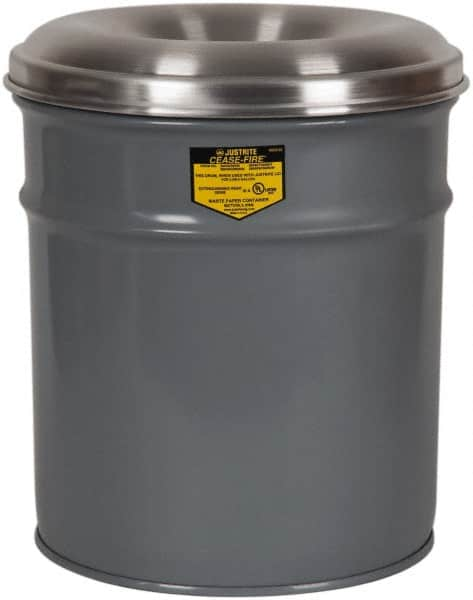 Justrite - 15 Gallon Fire Resistant Steel Drum - 14-1/2 Inch Outside Diameter, 25 Inch High, UL Standards - Caliber Tooling