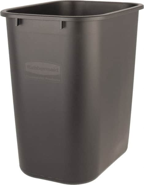 Rubbermaid - 28 Qt Black Rectangle Trash Can - Polyethylene, 15" High x 14-3/8" Long x 10-1/4" Wide - Caliber Tooling