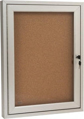 Ghent - 18" Wide x 24" High Enclosed Cork Bulletin Board - Tan - Caliber Tooling