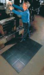 Wearwell - 3' Long x 2' Wide x 7/8" Thick, Anti-Fatigue Modular Matting Tiles - Black, For Dry & Wet Areas, Series 477 - Caliber Tooling