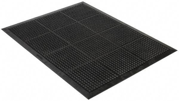 Wearwell - 4' Long x 3' Wide, Dry Environment, Anti-Fatigue Matting - Black, Natural Rubber with Rubber Base, Beveled on 4 Sides - Caliber Tooling