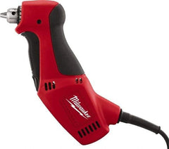 Milwaukee Tool - 3/8" Keyed Chuck, 1,300 RPM, Angled Handle Electric Drill - 3.5 Amps, 120 Volts, Reversible, Includes Chuck Key with Holder - Caliber Tooling