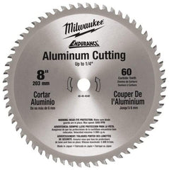 Milwaukee Tool - 8" Diam, 5/8" Arbor Hole Diam, 60 Tooth Wet & Dry Cut Saw Blade - Carbide-Tipped, Burr-Free & Smooth Action, Standard Round Arbor - Caliber Tooling