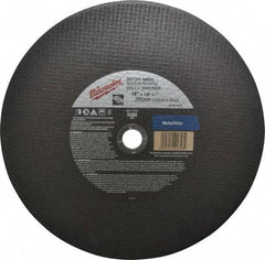 Milwaukee Tool - 14" 24 Grit Aluminum Oxide Cutoff Wheel - 1/8" Thick, 1" Arbor, 5,400 Max RPM, Use with Angle Grinders - Caliber Tooling