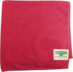 Unger - Flat Fold Microfiber Wipes - 16" x 15" Sheet Size, Red - Caliber Tooling