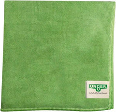 Unger - Flat Fold Microfiber Wipes - 16" x 15" Sheet Size, Green - Caliber Tooling