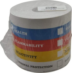 Made in USA - Health, Flammability, Reactivity, Personal Protection Shipping Label - 4" High x 4" Wide - Caliber Tooling