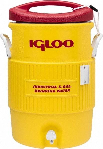 Igloo - 5 Gal Beverage Cooler - Plastic, Yellow/Red - Caliber Tooling