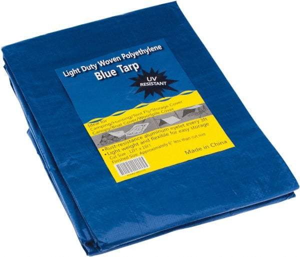 Value Collection - 16' Long x 12' Wide Polyethylene Tarp & Dust Cover - Blue, Grommet - Caliber Tooling