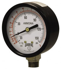 Winters - 4" Dial, 1/4 Thread, 30-0-300 Scale Range, Pressure Gauge - Lower Connection Mount, Accurate to 3-2-3% of Scale - Caliber Tooling