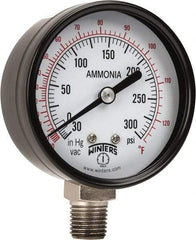 Winters - 2-1/2" Dial, 1/4 Thread, 30-0-300 Scale Range, Pressure Gauge - Lower Connection Mount, Accurate to 3-2-3% of Scale - Caliber Tooling