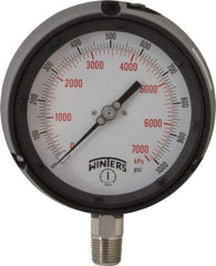 Winters - 4-1/2" Dial, 1/2 Thread, 0-1,000 Scale Range, Pressure Gauge - Lower Connection Mount, Accurate to 0.5% of Scale - Caliber Tooling