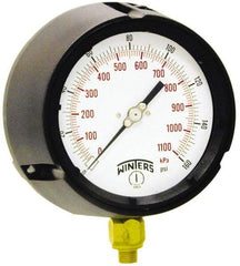 Winters - 4-1/2" Dial, 1/4 Thread, 0-600 Scale Range, Pressure Gauge - Lower Connection Mount, Accurate to 0.5% of Scale - Caliber Tooling