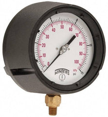 Winters - 4-1/2" Dial, 1/4 Thread, 0-15 Scale Range, Pressure Gauge - Lower Connection Mount, Accurate to 0.5% of Scale - Caliber Tooling