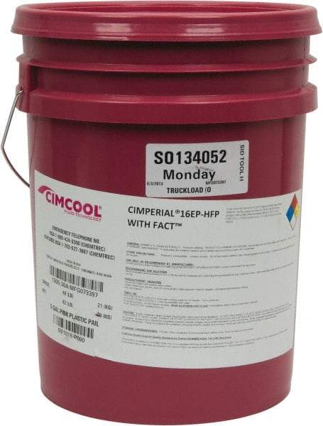 Cimcool - Cimperial 16EP-HFP, 5 Gal Pail Cutting Fluid - Water Soluble, For Boring, Drilling, Grinding, Milling, Reaming, Tapping, Turning - Caliber Tooling