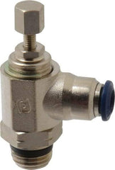 Value Collection - 1/4" Pipe, Angled Miniature Needle Valve - Buna Seal, Male x Push to Connect Ends, Nickel Plated Brass Valve, 145 Max psi - Caliber Tooling