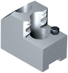 Schunk - 6" Max Chuck Diam Compatibility, Steel 1.5mm x 60° Serrated Hard Lathe Top Jaws - 12mm Groove Width, 30mm Wide x 1-7/8" High - Caliber Tooling