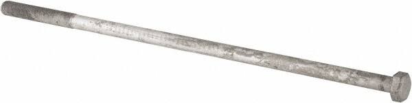 Value Collection - 1-8 Thread, 28" Length Under Head, Steel Hex Head Bolt - Hot Dipped Galvanized Coated, UNC Thread, ASTM A307, Grade 2 - Caliber Tooling