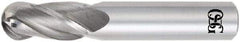 OSG - 25mm Diam, 38mm LOC, 4 Flute Solid Carbide Ball End Mill - TiAlN Finish, Single End, 102mm OAL, 102mm Shank Diam, Spiral Flute - Caliber Tooling