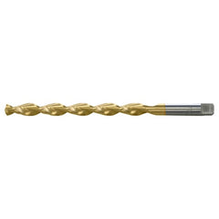 33/64 RHS / RHC HSS 135 Degree Notched Point Deep Hole Parabolic Taper Length Drill - TiN - Exact Industrial Supply