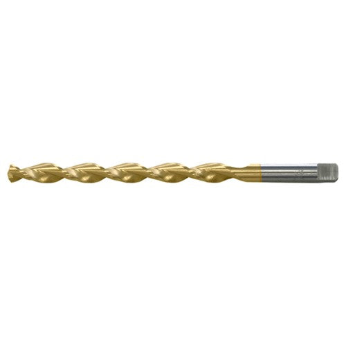 5/8 RHS / RHC HSS 135 Degree Notched Point Deep Hole Parabolic Taper Length Drill - TiN - Exact Industrial Supply