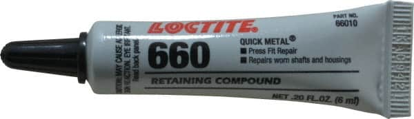 Loctite - 6 mL Tube, Silver, High Strength Paste Retaining Compound - Series 660, 24 hr Full Cure Time, Heat Removal - Caliber Tooling