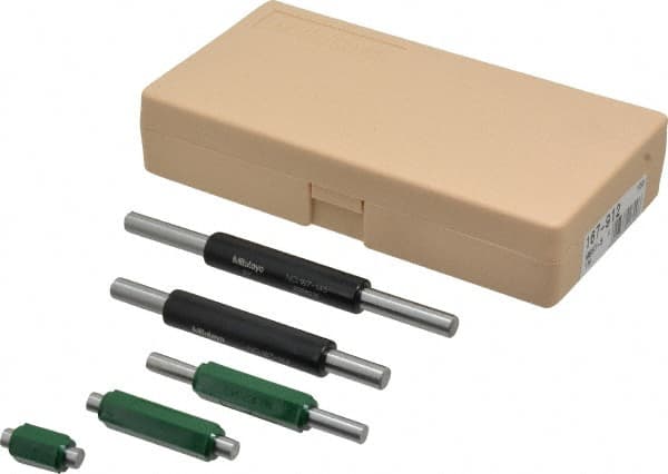 Mitutoyo - 1 to 5 Inch Long, 5 Piece Micrometer Calibration Standard Set - Accuracy Up to 0.000012 Inch, For Use with Outside Micrometer, Includes Carrying Case - Caliber Tooling