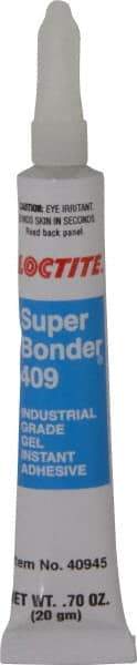 Loctite - 0.70 oz Tube Clear Instant Adhesive - Series 409, 75 sec Working Time, 24 hr Full Cure Time, Bonds to Metal, Plastic & Rubber - Caliber Tooling