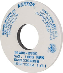 Norton - 14" Diam x 5" Hole x 1" Thick, K Hardness, 80 Grit Surface Grinding Wheel - Aluminum Oxide, Type 1, Medium Grade, 1,800 Max RPM, Vitrified Bond, No Recess - Caliber Tooling