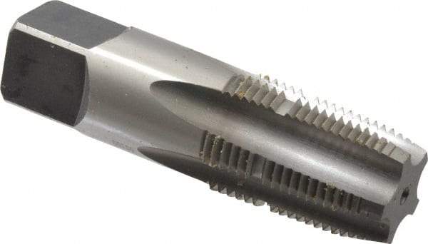 Heli-Coil - 1/2-14 NPT Thread 5 Flutes, Plug Chamfer, Bright Finish, High Speed Steel, Pipe STI Tap - 3-1/4" Overall Length, 0.9063" Shank Diam, 0.679" Square Size, 1-3/8" Thread Length - Exact Industrial Supply