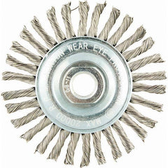 Norton - 4" OD, 5/8-11 Arbor Hole, Standard Twist Knot Stainless Steel Wheel Brush - Caliber Tooling