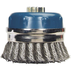 Norton - 4" Diam 5/8-11 Threaded Arbor Stainless Steel Fill Cup Brush - Caliber Tooling