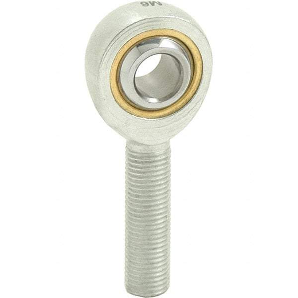 Tritan - 1/4" ID, 1-15/16" Max OD, 2,168 Lb Max Static Cap, Male Spherical Rod End - 1/4-28 RH, 3/8" Shank Diam, 1" Shank Length, Zinc Plated Carbon Steel with Sintered Oil Impregnated Bronze Raceway - Caliber Tooling