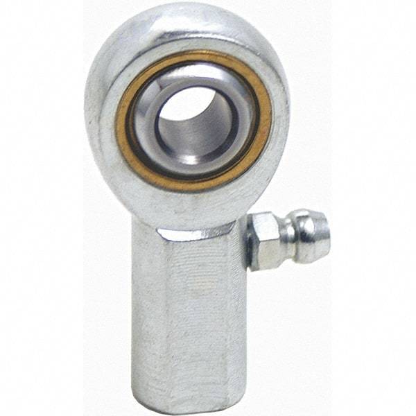 Tritan - 3/4" ID, 3-3/4" Max OD, 11,550 Lb Max Static Cap, Female Spherical Rod End - 3/4-16 UNF RH, 7/8" Shank Diam, 1-9/16" Shank Length, Zinc Plated Carbon Steel with Sintered Oil Impregnated Bronze Raceway - Caliber Tooling