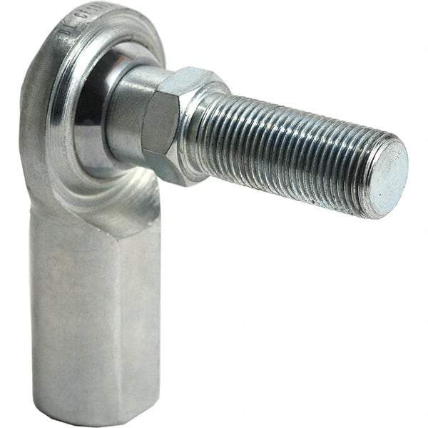 Tritan - 5/8" ID, 9,800 Lb Max Static Cap, Female Spherical Rod End - 5/8-18 UNF RH, 3/4" Shank Diam, 1-3/8" Shank Length, Zinc Plated Carbon Steel with Low Carbon Steel Raceway - Caliber Tooling