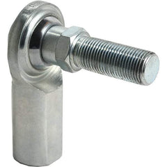 Tritan - 1/2" ID, 9,100 Lb Max Static Cap, Female Spherical Rod End - 1/2-20 UNF RH, 5/8" Shank Diam, 1-1/16" Shank Length, Zinc Plated Carbon Steel with Low Carbon Steel Raceway - Caliber Tooling