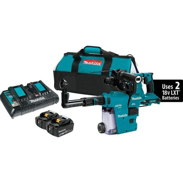 Makita - 36 Volt 1-1/8" SDS Plus Chuck Cordless Rotary Hammer - 5000 BPM, 0 to 980 RPM, Reversible - Caliber Tooling