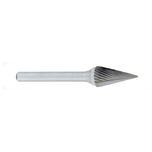 ‎SM-2 -1/4 × 3/4 LOC × 1/4 Shank × 2 OAL Pointed Tree Carbide Medium Right Hand Spiral Burr - Caliber Tooling