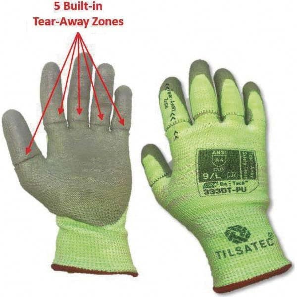 Tilsatec - Size 2XL (11), ANSI Cut Lvl A4, Puncture Lvl 3, Abrasion Lvl 4, Polyurethane Coated Cut & Puncture Resistant Gloves - Caliber Tooling